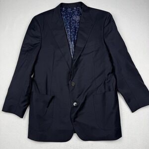 Dormeuil Sport Coat Mens 42R Blue Check Amadeus Action Stretch Peak Lapel Jacket